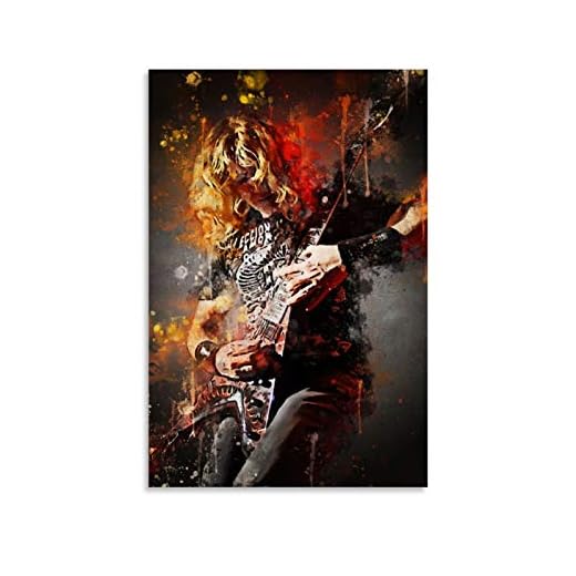 YZLI 80-tal gitarrist Dave Mustaine Megadeth canvas konst affisch och väggkonst bild tryck modern familj sovrum dekor affischer 40 x 60 cm (16 x 24 tum)