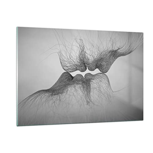 Quadri Moderni Soggiorno Bacio amore coppia Quadro su Vetro 120x80cm Stampe da Parete in Vetro Camera da Letto Cucina 1 pezzo Wall Art Grandi XXL Decorazione Murale Grafica Immagini GAA120x80-4967