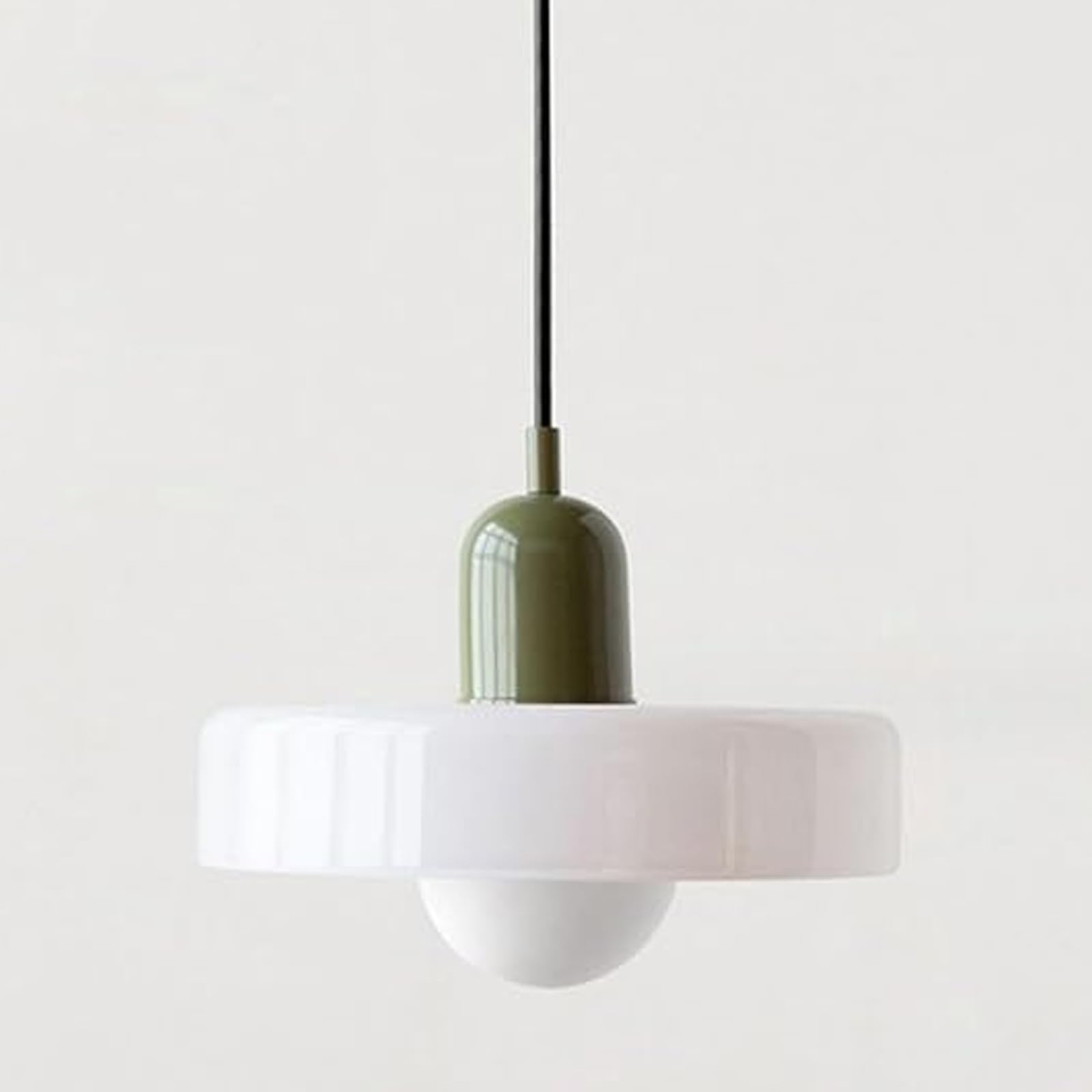 Mid Century Pendant Light Retro Green Glass Hanging Light Farmhouse Single Ceiling Pendant Light Kitchen Island Sink Nordic Modern Chandelier for Bedroom Dinning Room Cafe (Size:35cm,Color:G)