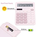 Cute Pink Desktop Calculator with Big Buttons, Dual Power Source, Solar and Battery, Large Display Screen - Perfect for Office, Teachers, and Students (Pink) - Image 3