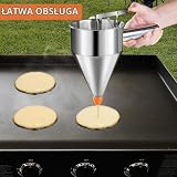 Dozownik do ciasta, 1,2 l, stal nierdzewna, dozownik ciasta do naleśników, ze stojakiem, szczotką do czyszczenia, szczotką do czyszczenia i olejem
