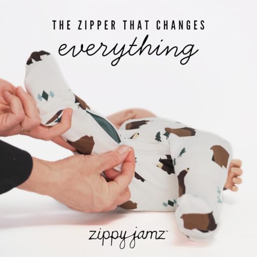 ZIPPYJAMZ Baby Sleepers, Organic GOTS Cotton Footed Onesies, Inseam Zipper for Quicker and Easier Diaper Changes - Little Grizzle (9-12 Months) — view 7