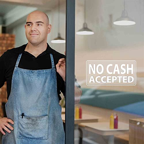 No Cash Accepted Sign Sticker 10X5 Inch Vinyl Window Desk Door Signs Business Removable Waterproof Decal 5 Pack #TOP1