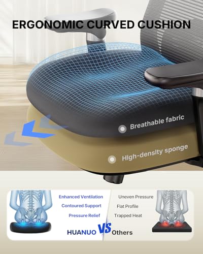 Image of HUANUO Ergonomic Office Chair with 6D Armrest, Seat Depth Adjustment, Lumbar Support, Quiet Rubber Caster, High Back Mesh Gaming Chair with 3D Headrest, Big and Tall Chair for Home Office, Pack of 6