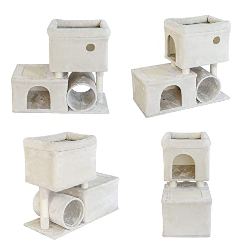 Otlive 30'' Cat Tree Large, Cat Activity Tree For Big Cats, Cat Tree Condo With Cat Scratching Post & Cat Scratching Pad And Big Cat House (Beige) #TOP3