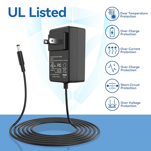 XMHEIRD AC Adapter Charger for Audio-Technica AT-LP60X-BK AT-LP60X-BW AT-LP120XUSB-BK Direct-Drive Turntable, Sony PS-LX310BT Power Supply Cord Mains PSU