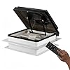 ZOIZ Ventilador de techo para caravana,12V,360mm x 360mm,ventilador autocaravana con mando a distancia,sensor de lluvia silencioso,4 velocidades ventilación reversible,temporizador (color ahumado)