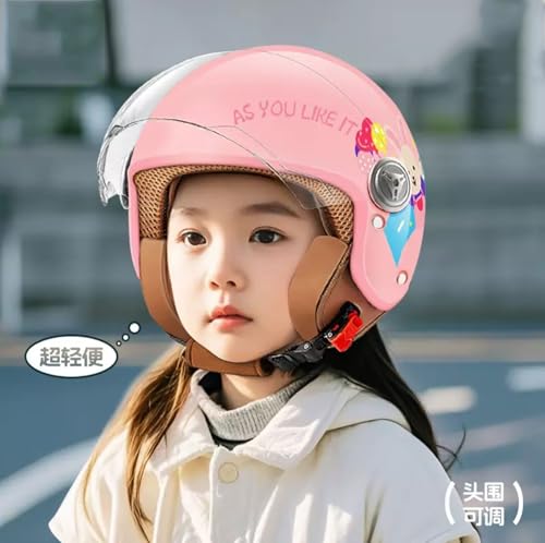 Casco De Moto para Niños, Niñas, Niños, Casco Jet Infantil Homologado ECE con Visera, Casco De Scooter, Casco De Scooter Infantil, Casco De Ciclomotor, Casco De Bicicleta J,49-55CM - imagen 6