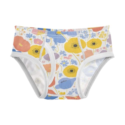 KLL Vibrant Floral Pattern Poppy Little Boys Soft Underwear Briefs Cute Children Panties