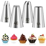4pcs Cake Piping Tips, Decorating Supplies, Nozzles, Baking Tools for Buttercream, Icing, Birthday Cakes, Cupcakes, DIY Art - 1M 2D 4B 1A
