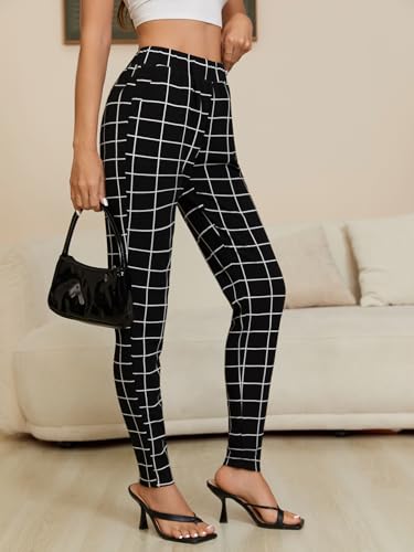 Women's Plaid High Casual Waist Long Pants3