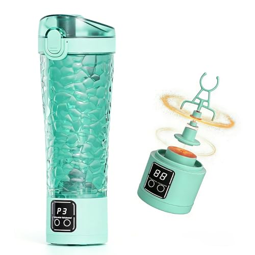 Botella mezcladora eléctrica de proteínas, 700 ml, recargable, con base extraíble, portátil, a prueba de fugas, para batidos de proteínas, para gimnasio, viajes, batidos y reemplazos de comidas (verde