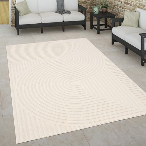 Paco Home Outdoor Teppich wetterfest Skandinavisch für Terrasse, Balkon & Garten pflegeleicht & robust Modernes Design Indoor & Outdoor geeignet, Grösse:120x170 cm, Farbe:Creme 2 Paco Home Outdoor Teppich wetterfest Skandinavisch für Terrasse, Balkon & Garten pflegeleicht & robust Modernes Design Indoor & Outdoor geeignet, Grösse:120x170 cm, Farbe:Creme 2