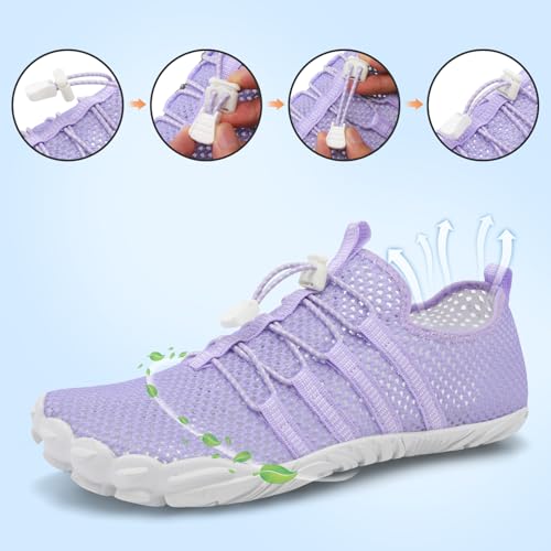 Image of L-RUN Hiking Water Shoes Women Beach Pool Swim Shoes Quick Dry Summer Beach Socks Purple M US (Women 6.5, Men 5)=EU37