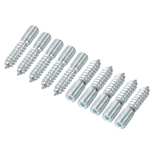 sourcing map M10 Hanger Bolts Length 2(50mm) Double Headed Bolts Self-Tapping Screw 10mm Wood Joint Furniture Legs 16pcs