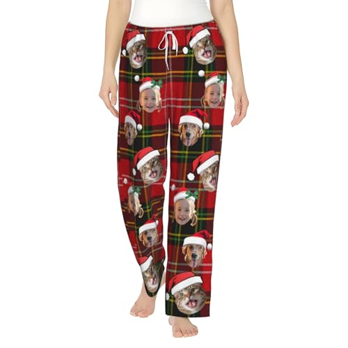 Women's Pajama Pants Christmas Reindeer Sleep Bottoms, Soft Comfy Pajama Lounge Pants with Pockets