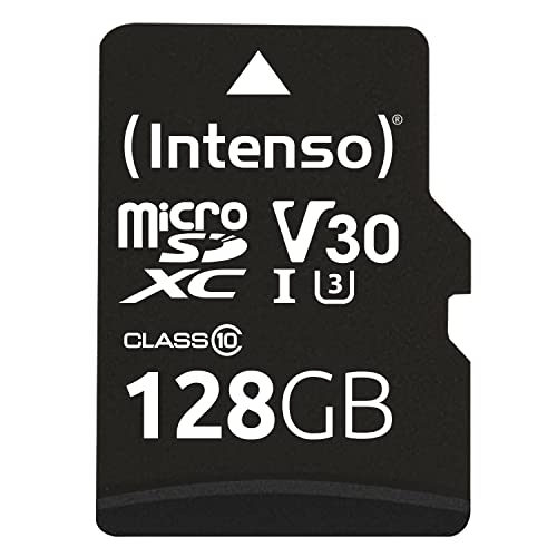 Intenso Professional microSDXC 128GB Class 10 UHS-I, U3, V30 Speicherkarte inkl. SD-Adapter (bis zu 100 MB/s), schwarz