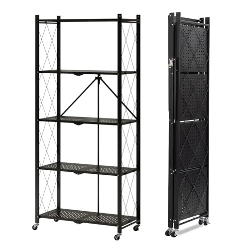 UneMeet ܂肽݃bN X`[bN 5i LX^[t I bN [ ړ֗ I[vVFt HI W Lb` L邾Ŏg ܂肽ݎ ȃXy[X gȒP (ubN, 5i 71*s34*155cm)