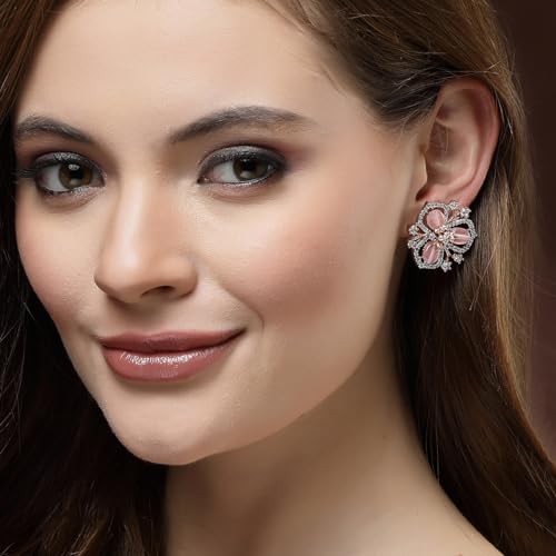 Image of Karatcart Women Green American Diamond Stud Earrings
