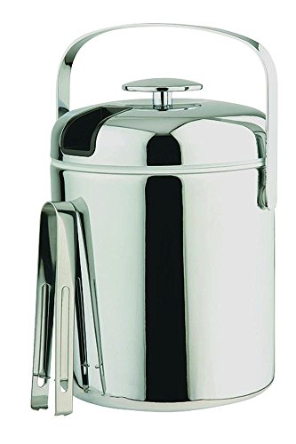 APS Eiseimer 36015, Set Secchiello Ghiaccio con Pinza, Acciaio Inox, 16x14x22 cm, Argento
