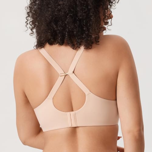 DELIMIRA Women's Inbarely Plus Front Closure Bras Racerback No Padding Full Coverage Plus Size Underwire Bra3