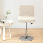 HFCNMY Bar Stool Covers with Backs,2 Pack Stretch Bar Stool Chair Covers,Jacquard Bar Stool Covers,Washable Bar Chair Covers Swivel Barstool Covers Slipcovers with Back Beige - Image 2
