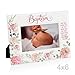 KATE POSH Baptism Picture Frame for Girl, Pink Flowers Decor, Christening, Religisous Gift, From Godparents, New Baby (4x6-Horizontal)
