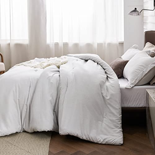 Bedsure Twin/Twin XL Comforter Set - Grayish White Soft Bedding for All Seasons, Cationic Dyed Bed Set, 2 Pieces, 1 Twin Size Comforter (68"x88") and 1 Pillow Sham (20"x26"+2") - Thumbnail 2