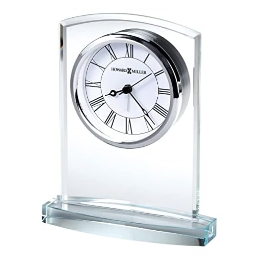 Howard Miller Talbot Table Clock 645-824 – Starphire Glass, Black Roman Numerals, Polished Silver-Tone Bezel, Modern Home Décor, Quartz Alarm Movement
