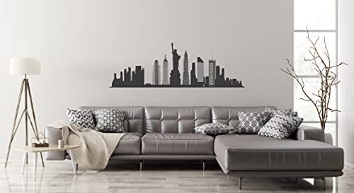 New York City Wall Decal - New York Skyline Mural Wall Art - City Silhouette Skyline Vinyl -Decal For Home Living Room Or Bedroom Decoration (Wide 20"X6" Height Inches) #TOP2