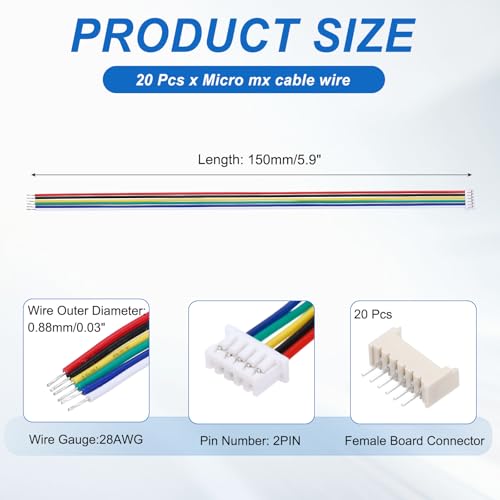 MECCANIXITY 10 pcs conector macho 6 pines 1.25mm cable 150mm miniatura 2