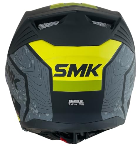 SMK Helme GULLWING Navigator Modularhelm, Schwarz, Gelb und Grau, Zulassung 22.06, mit Doppelvisier, P/J (2XL 63/64)