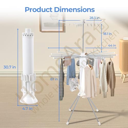 Image of Octopus 360 Foldable Rotating Clothes Drying Rack with Wheels | 3-Tier Laundry Stand with Shoe Rack | Heavy-Duty, Space-Saving Indoor & Outdoor Drying Hanger for Home, Balcony & Bathroom (White)