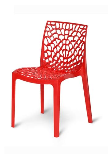Image of activa Web Designer Plastic Chair for Home, Office and Restaurant and Cafe|Armless Chair for Dining Room| Heavy Duty Outdoor Plastic Chair | Designer Balcony Chair (Red, Set of 1)