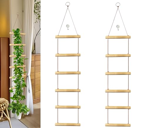 2-Pack Wooden Ladder for Plants – Easy-Install Indoor...