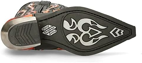 New Rock 7921 S2 Men's Red and Black Flame Western Cowboy Zip Boots 41 | Image 7