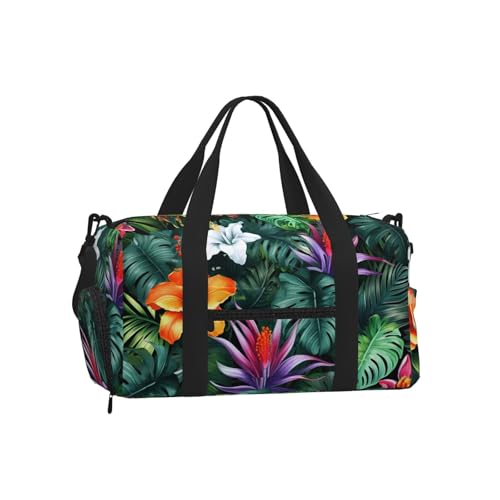 Bolsa de deporte tropical con compartimento para zapatos, ideal para escapadas de fin de semana