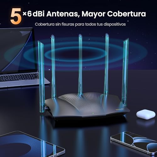 Miniatura 3 de Tenda RX12 Pro Router WiFi 6 AX3000 de Banda Dual (2.4GHz + 5GHz, Requiere conexión a Internet por Cable), 4 Puertos Gigabit, Ancho de Banda 160MHz, WiFi+ Mesh, OFDMA/VPN/WPA3/IPv6/TWT
