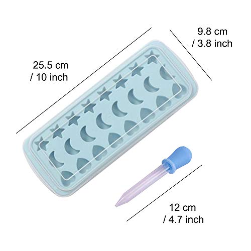 Heart Shaped Silicone Ice Cube Tray Candy Molds Silicone Mold 24-Cavities, Ice Cube Mould With Removable Lid, Flexible, For Whiskey And Cocktails, With 2 Dropper. (Orange+Cyan) #TOP1