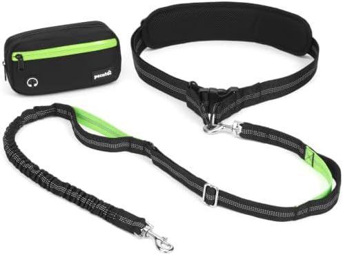 pecute Joggingleine Hunde Mit Bauchgurt für kleine 5-15kg | Hundeleine zum Joggen Multifunktional Freie Kombination| wasserdichte Bauchtasche, Stoßdämpfendes Bungee, Dick Doppelgri