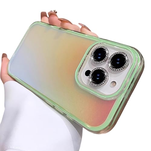 Film protection antichoc iPhone 15 Pro Max vert dégradé laser paillettes