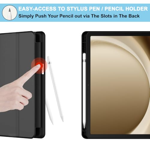 Image of CEDO Smart Case for Samsung Tab A9+ Plus (11 in) Tri-Fold Flip Folio Cover | Pencil Holder | Auto Wake-Up /Sleep Mode | Multi View Angles Stand TPU Backcover (Black)