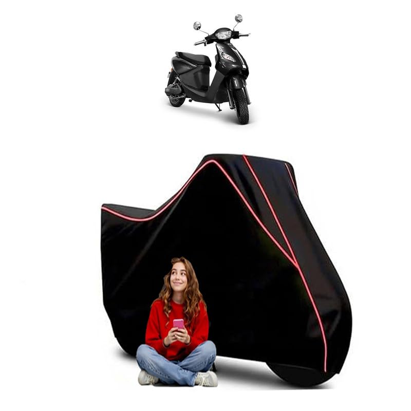 Image of Yo Electron DX Scooty Bike Cover Water Resistant Outdoor Use Universal Fit Scooters Motorcycles Heavy Duty UV Protection Dust Rain Scratch Resistant Elastic Bottom Black Blue Piping