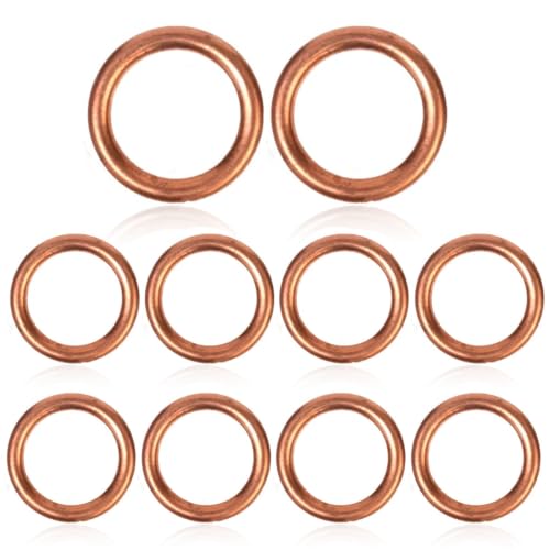 Arandela tornillo drenaje aceite núcleo cobre original carga pesada puro cobre resistente presión estable forma junta estanqueidad auto 10pcs, arandelas de cobre, arandela carter aceite
