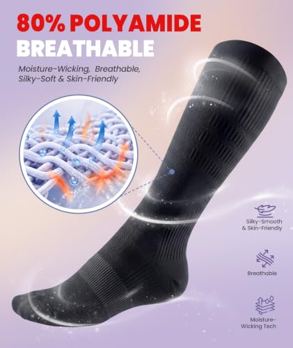 PULIOU Compression Socks for Women Men 15-20 mmHg,Best Support,Easy On Off | Graduated Support,All day comfort,Breathable,for Flying,Travel,Cycling,Running,Athletic,Pregnancy,Daily Wear,2 pairs - image 3