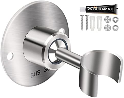 hancook Stainless Steel Shower Head Holder, 360° Adjustable Handheld Bathroom Shower Head Bracket, Metal Shower Spray Holder Wall Mount, Brushed Nickel (SUS304)