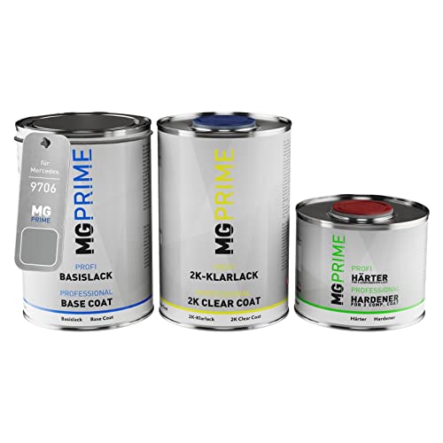 Autolack Dose Set FüR Mercedes 9706 Mondsilber Metallic Basis 2K Klarlack 2,5L-image