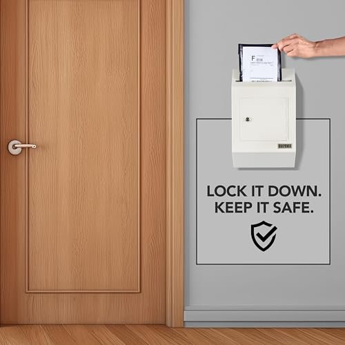 Image of Durabox Drop Box Deposit Safe 10 x 4 x 16 inch Heavy Duty Steel with Slim Profile Wall Mailbox with Wide Deposit Slot for Letters, Documents Checks and Cash for Home, Office & Commercial (W300) (Gray)