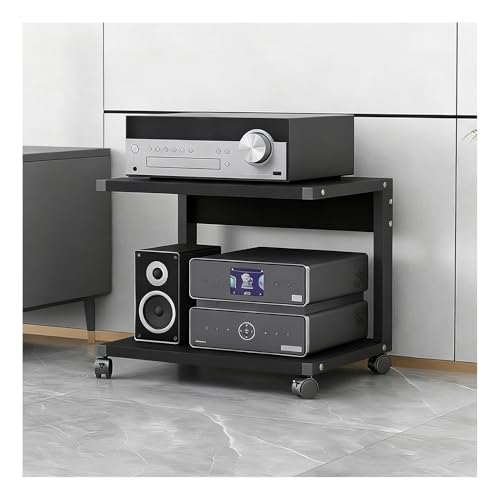 Soporte de audio HiFi de acero y madera con estantes para AV 2