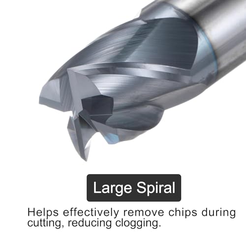 Image of uxcell Carbide Square End Mill, 3 /4 inch Diameter AlTiN Coated 4 Flutes Milling Bit Cutter, for Carbon Steel Alloy Steel Titanium Metal, 3 /4 inch Shank 15 /16 inch Cut Length 2 inch Long HRC45